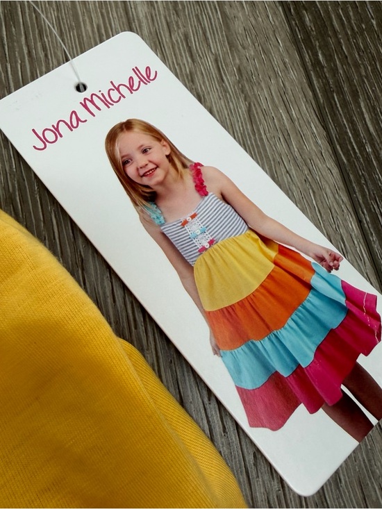 JONA MICHELLE SLEEVELESS DRESS STRIPE TOP MULTI COLORED TIERS PINK BLUE GREY 7 - Picture 3 of 7